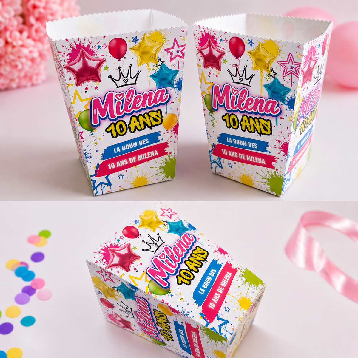 Boîte Pop-Corn Personnalisée – Décoration Cinéma Anniversaire Enfant