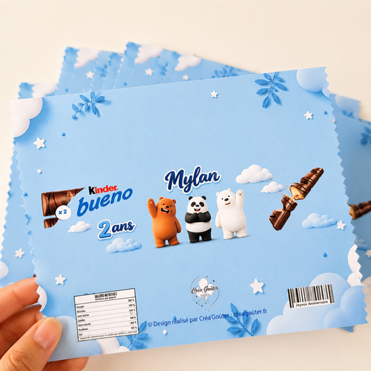 Étiquettes Kinder Bueno Personnalisées (Lot de 5)