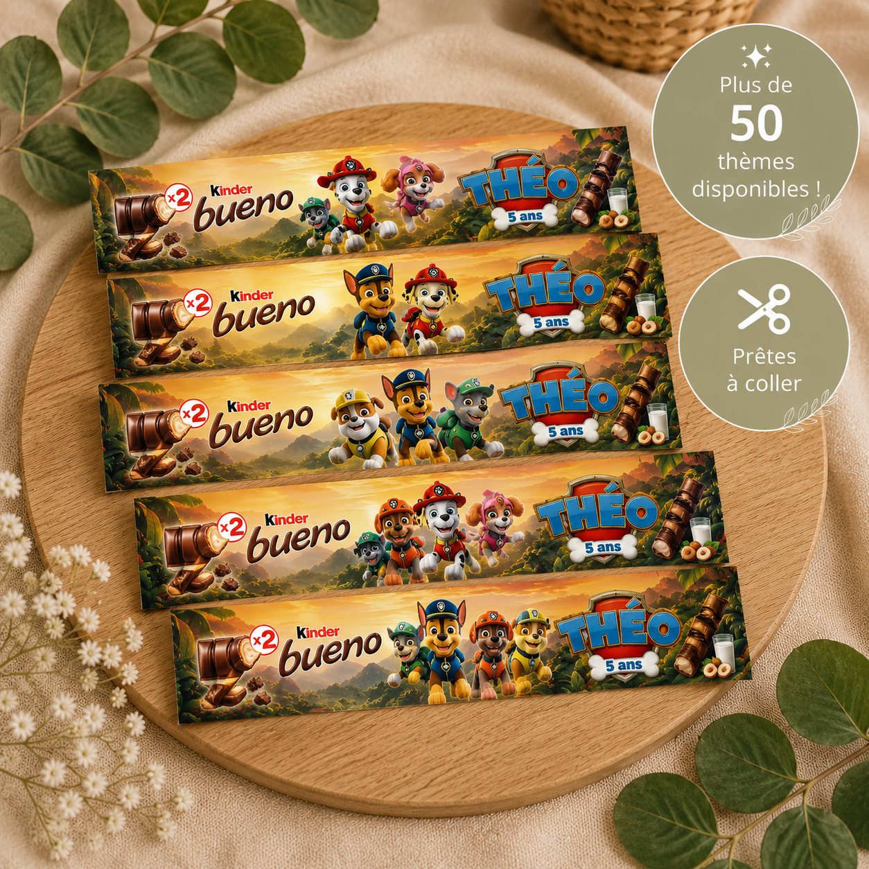 Étiquettes Kinder Bueno Personnalisées (Lot de 5)