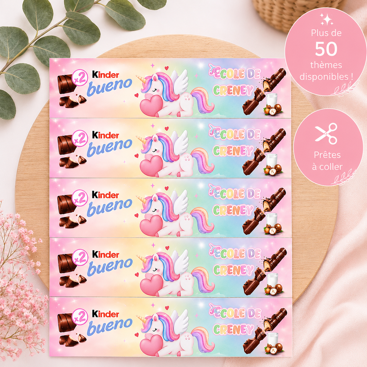 Étiquettes Kinder Bueno Personnalisées (Lot de 5)