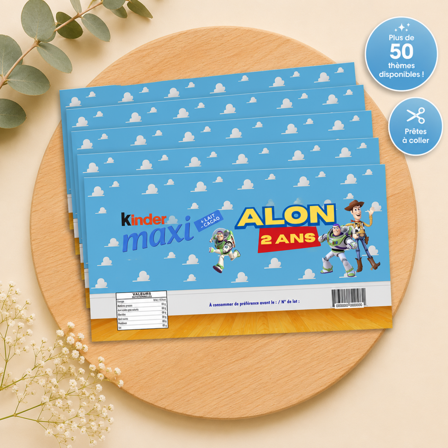 Étiquettes Kinder Maxi Personnalisées (Lot de 5)
