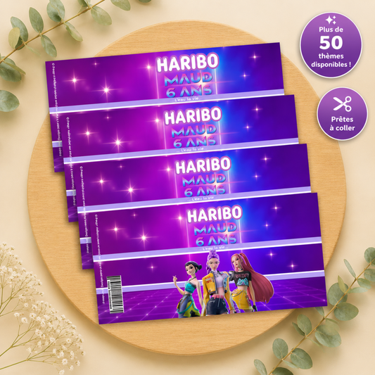 Étiquettes Bonbons Haribo Personnalisées (Lot de 5)