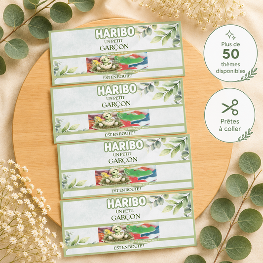 Étiquettes Bonbons Haribo Personnalisées (Lot de 5)