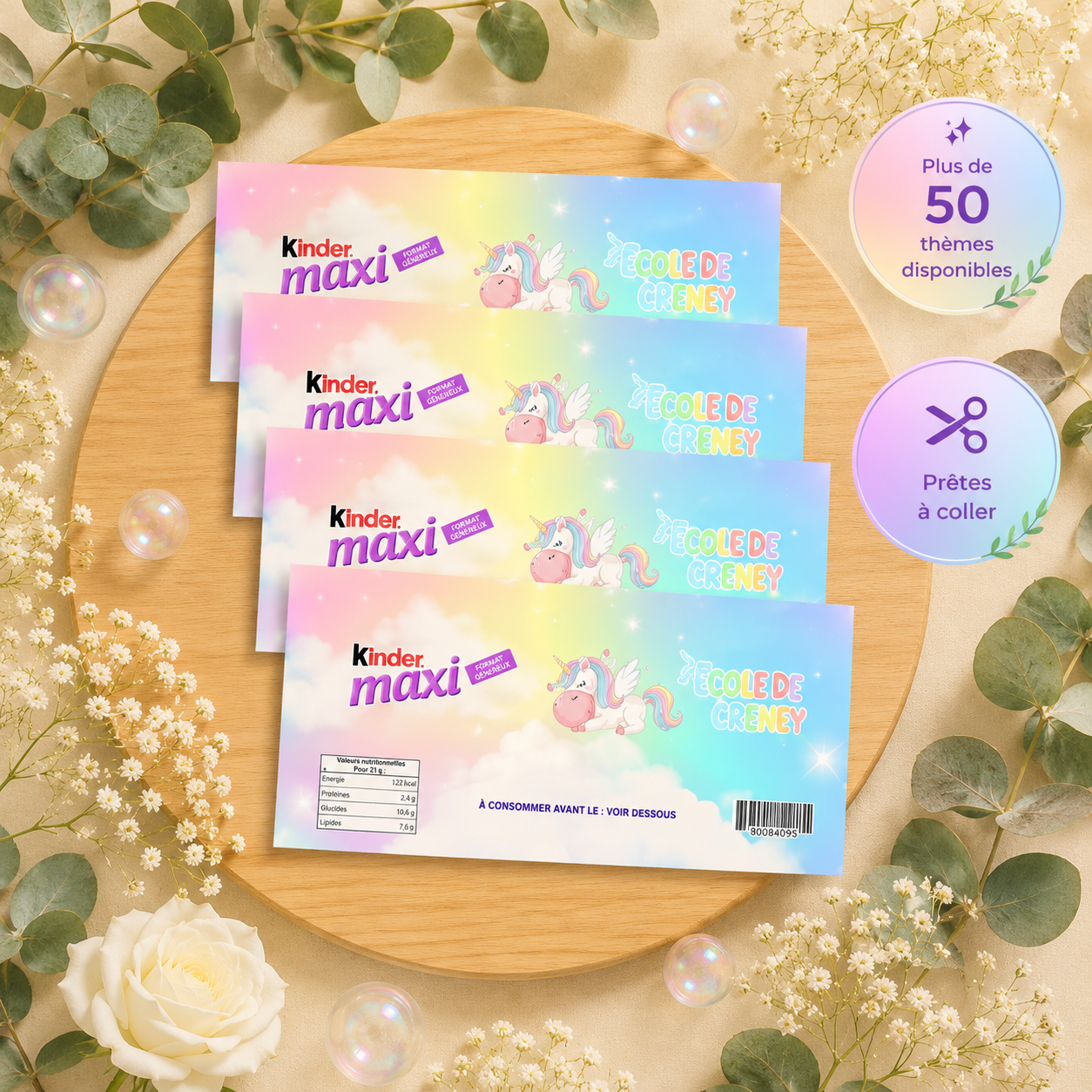 Étiquettes Kinder Maxi Personnalisées (Lot de 5)