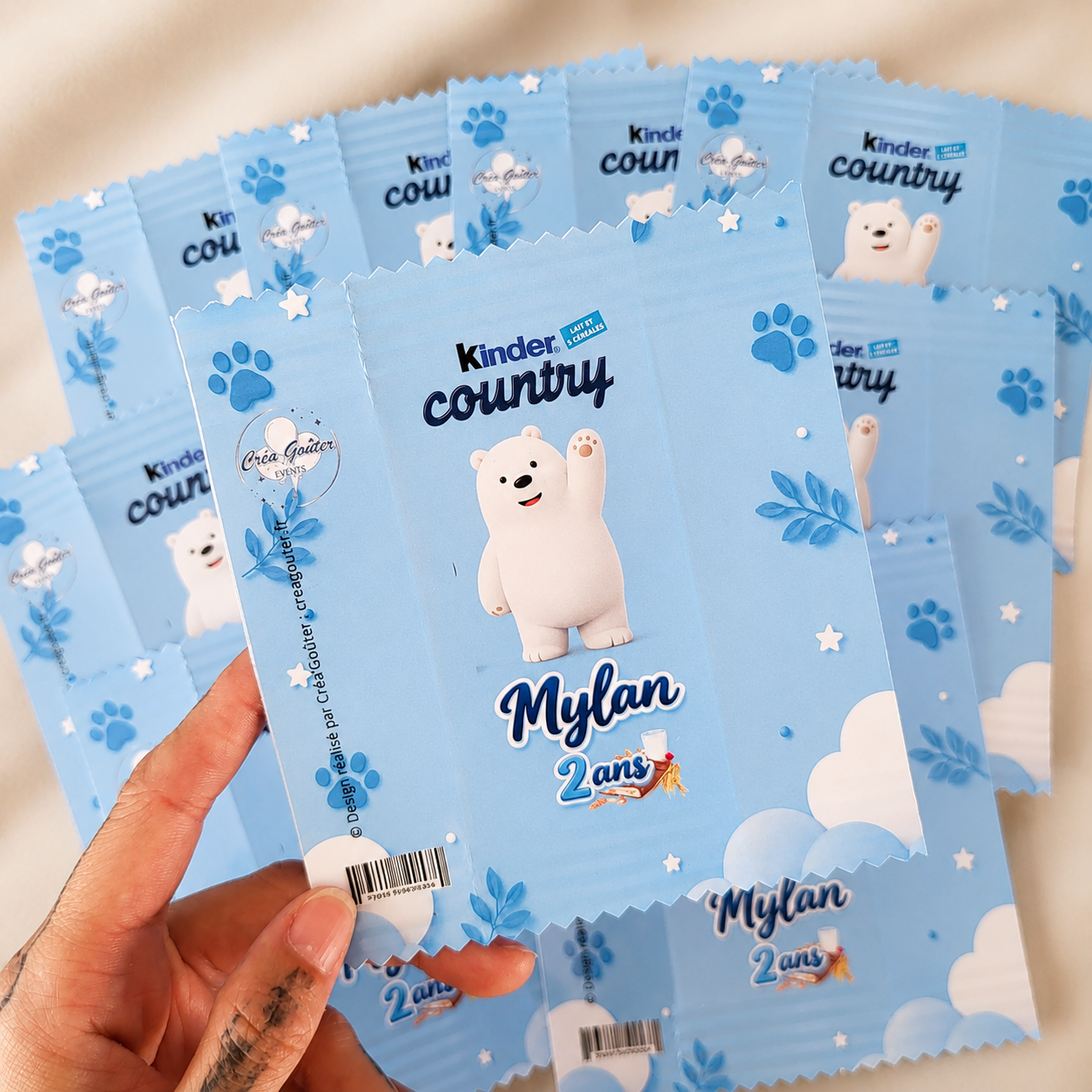 Étiquettes Kinder Country Personnalisées (Lot de 5)